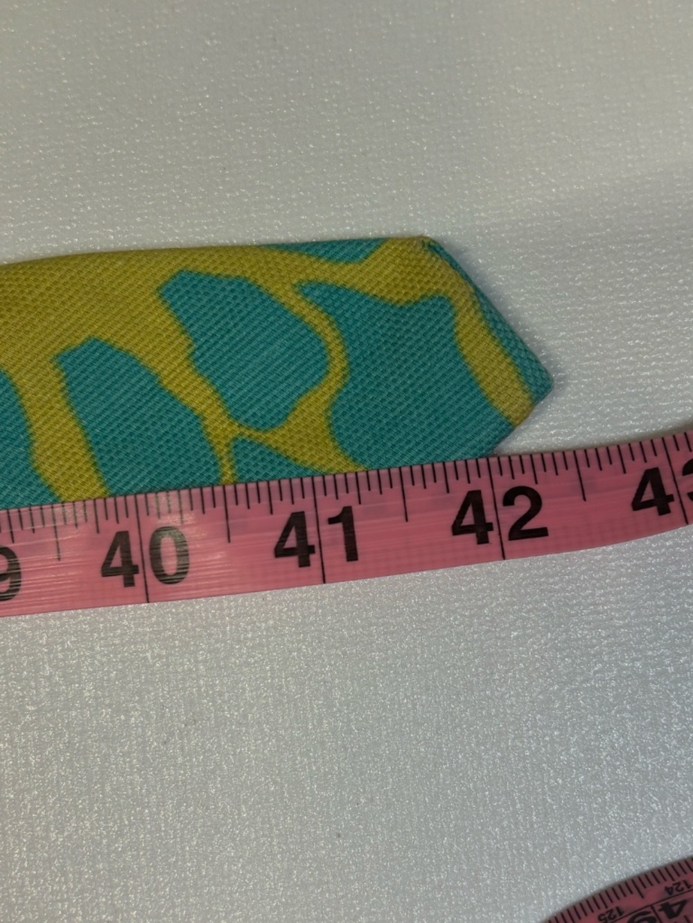 J. Crew Aqua Blue & Lime Green Printed Linen Belt Gold Horseshoe Buckle Medium - Picture 7 of 8
